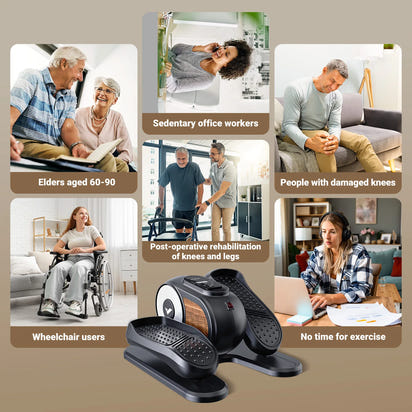 Health & Fitness Under-Desk Motorized Elliptical Exerciser – Portable Pedal Trainer for Seniors, Smooth & Low-Impact Seated Workout Machine