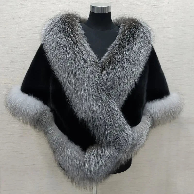 Elegant White Faux Fur Shawl Jacket