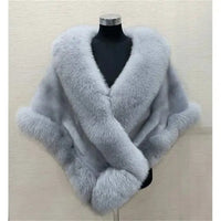 Elegant White Faux Fur Shawl Jacket