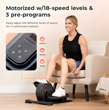 Health & Fitness Under-Desk Motorized Elliptical Exerciser – Portable Pedal Trainer for Seniors, Smooth & Low-Impact Seated Workout Machine