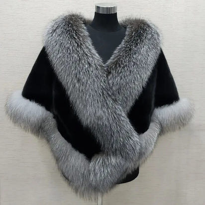 Elegant White Faux Fur Shawl Jacket