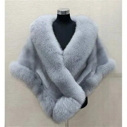 Elegant White Faux Fur Shawl Jacket