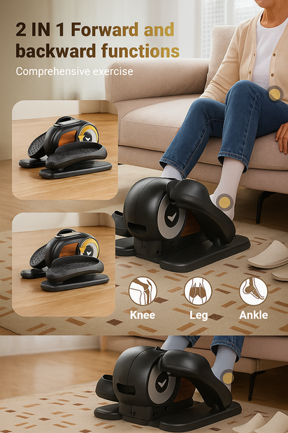 Health & Fitness Under-Desk Motorized Elliptical Exerciser – Portable Pedal Trainer for Seniors, Smooth & Low-Impact Seated Workout Machine