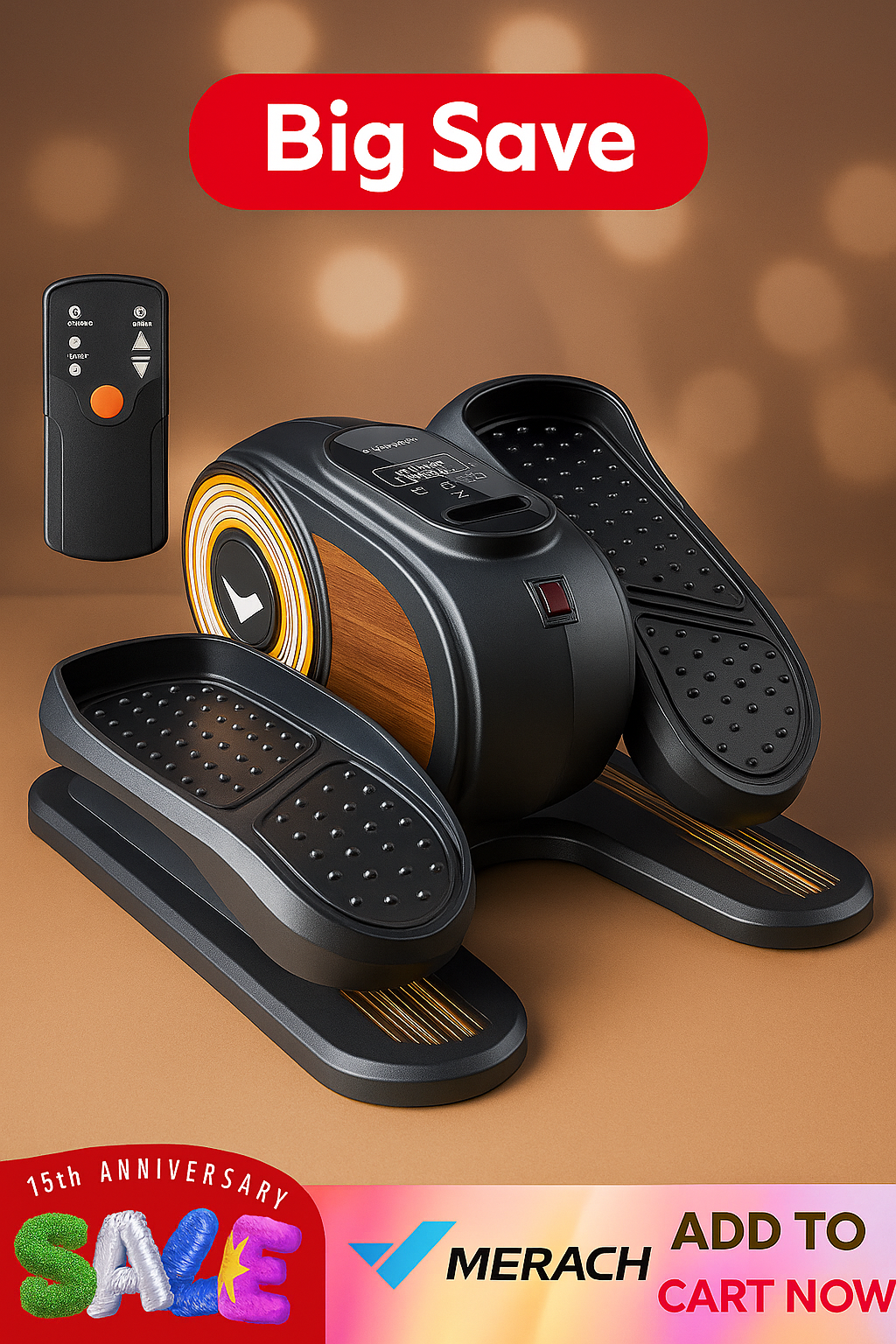 Health & Fitness Under-Desk Motorized Elliptical Exerciser – Portable Pedal Trainer for Seniors, Smooth & Low-Impact Seated Workout Machine