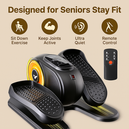Health & Fitness Under-Desk Motorized Elliptical Exerciser – Portable Pedal Trainer for Seniors, Smooth & Low-Impact Seated Workout Machine